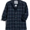 Frank & Eileen Barry Tailored Button Up in Navy, Jade Plaid