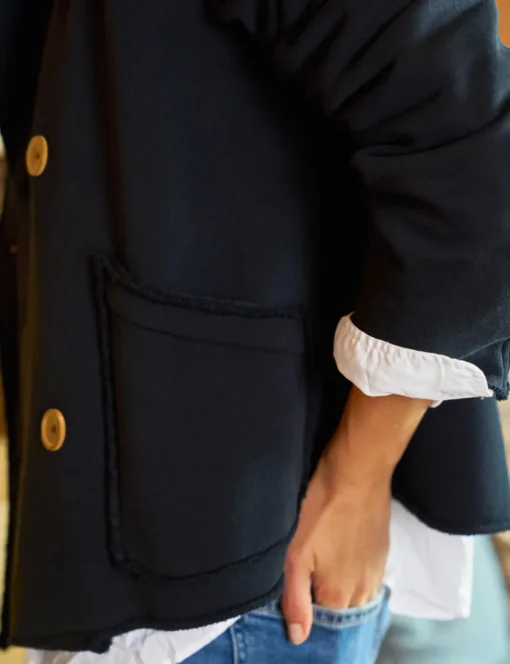 Frank & Eileen Cropped Sweatshirt Peacoat in British Navy