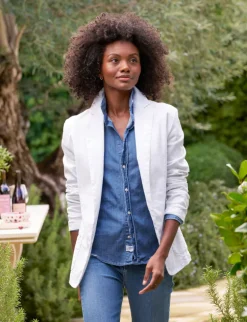 Frank & Eileen Dublin Blazer in White Linen