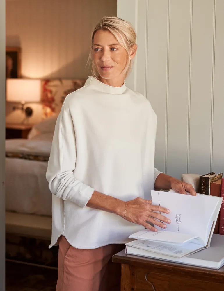 Frank & Eileen Effie Funnel Neck Capelet in Vintage White