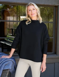 Frank & Eileen Effie Funnel Neck Capelet in Black