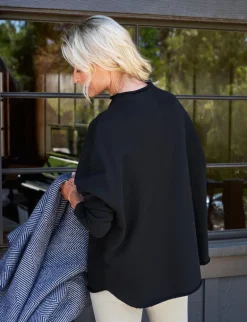 Frank & Eileen Effie Funnel Neck Capelet in Black