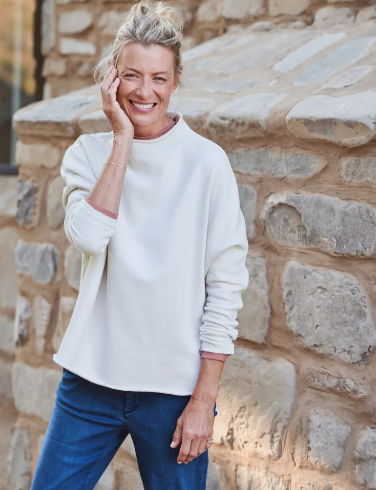 Frank & Eileen Effie Funnel Neck Capelet in Vintage White