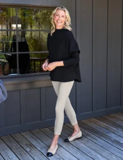 Frank & Eileen Effie Funnel Neck Capelet in Black