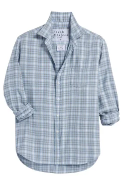 Frank & Eileen Eileen Relaxed Button Up Shirt in Cream, Gray, Blue Check