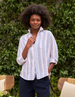 Frank & Eileen Eileen Relaxed Button Up in Blue, Pink Multi Stripe