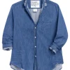Frank & Eileen Eileen Ruffle Relaxed Button Up Shirt in Vintage Indigo