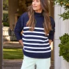 Frank & Eileen Monterey Sweater in Marine with White Stripe