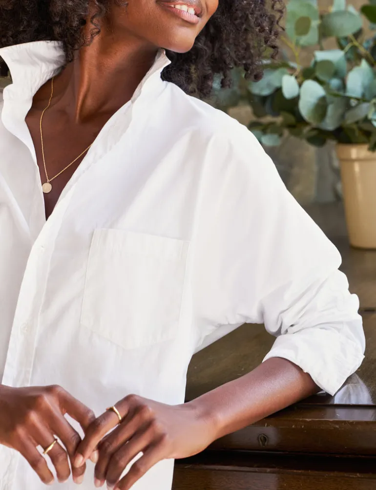 Frank & Eileen Oona Continuous Sleeve Button-Up Shirt in White