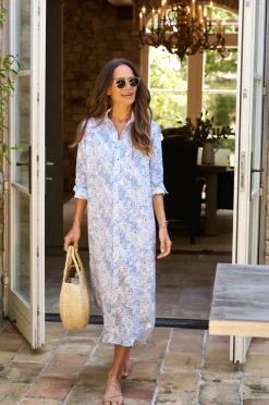 Frank & Eileen Rory Maxi Shirtdress in Blue Floral