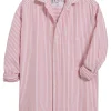 Frank & Eileen Shirley Oversized Button Up Shirt in Coral Stripe