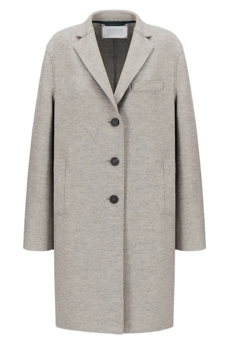 Harris Wharf London Pressed Wool Topcoat in Stone Melange