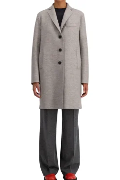 Harris Wharf London Pressed Wool Topcoat in Stone Melange