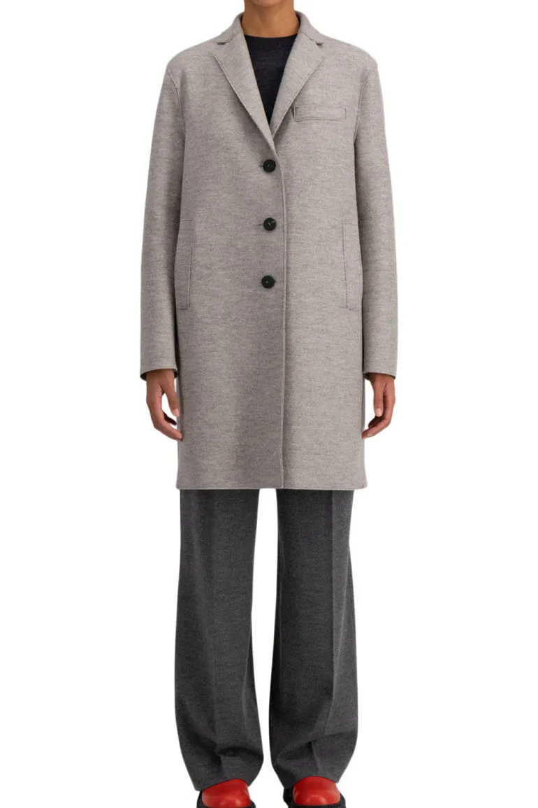 Harris Wharf London Pressed Wool Topcoat in Stone Melange