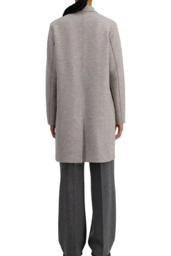 Harris Wharf London Pressed Wool Topcoat in Stone Melange