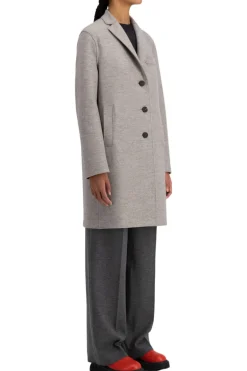 Harris Wharf London Pressed Wool Topcoat in Stone Melange