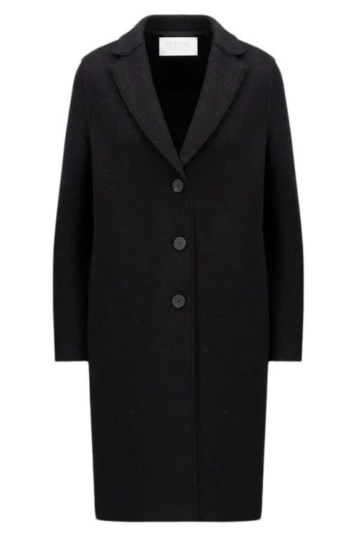Harris Wharf London Wool Overcoat in Black