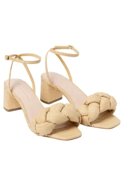 Loeffler Randall Avril Mid Heel Sandal in Natural