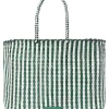 Loeffler Randall Klara Check Woven Tote in Emerald White