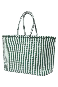 Loeffler Randall Klara Check Woven Tote in Emerald White