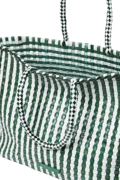 Loeffler Randall Klara Check Woven Tote in Emerald White