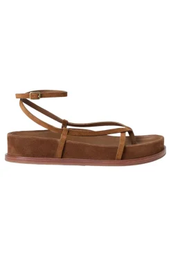 Loeffler Randall Sonny Ankle Strap Sandal in Cacao Suede