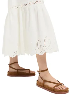 Loeffler Randall Sonny Ankle Strap Sandal in Cacao Suede