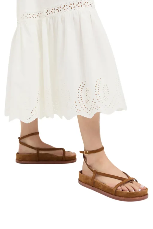 Loeffler Randall Sonny Ankle Strap Sandal in Cacao Suede