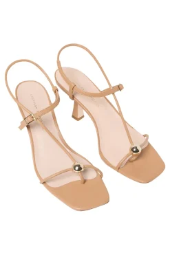 Loeffler Randall Triana Leather Mid-Heel Sandal in Dune