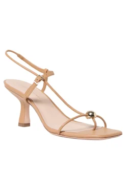 Loeffler Randall Triana Leather Mid-Heel Sandal in Dune