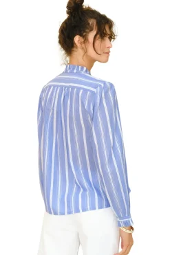 M.A.B.E. Chrissie Long Sleeve Top in Blue Stripe