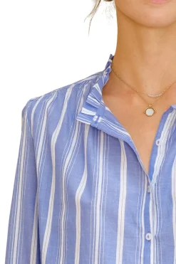M.A.B.E. Chrissie Long Sleeve Top in Blue Stripe