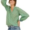 M.A.B.E. Dana Long Sleeve Top in Green