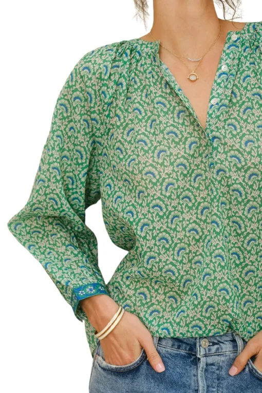 M.A.B.E. Dana Long Sleeve Top in Green