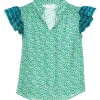 M.A.B.E. Dana Short Sleeve Top in Green
