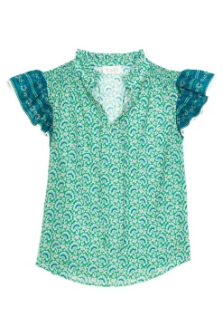 M.A.B.E. Dana Short Sleeve Top in Green