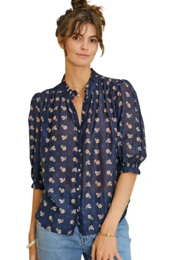 M.A.B.E. Dulcie Long Sleeve Top in Navy