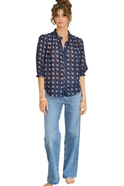 M.A.B.E. Dulcie Long Sleeve Top in Navy