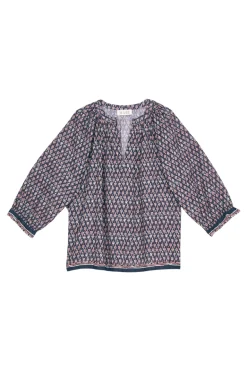M.A.B.E. Mari Printed Top in Indigo