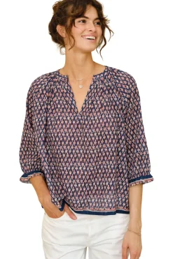 M.A.B.E. Mari Printed Top in Indigo