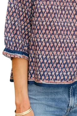 M.A.B.E. Mari Printed Top in Indigo