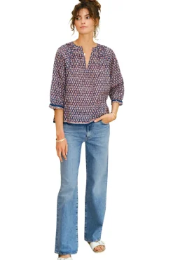 M.A.B.E. Mari Printed Top in Indigo