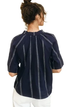 M.A.B.E. Palmer Gathered Top in Navy