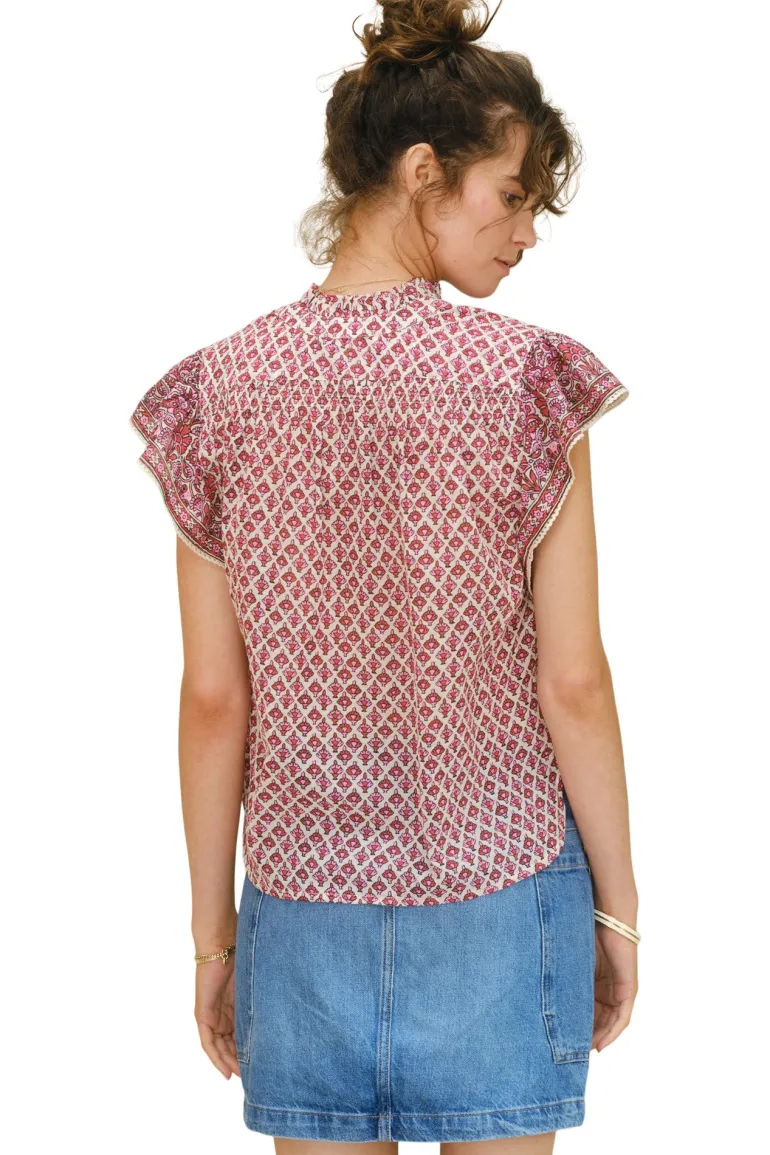 M.A.B.E. Viti Short Sleeve Top in Pink
