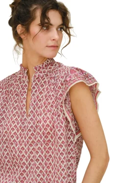 M.A.B.E. Viti Short Sleeve Top in Pink