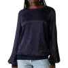 Michael Stars Ariel Satin Sweatshirt in Nocturnal