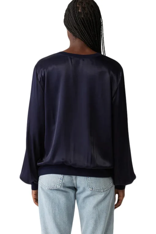 Michael Stars Ariel Satin Sweatshirt in Nocturnal
