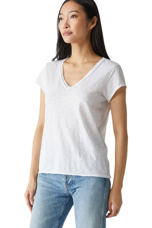 Michael Stars Baxter V-neck Raw Edge Tee