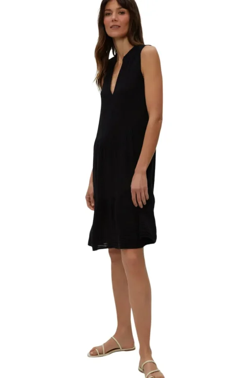 Michael Stars Daisy Gauze Dress in Black