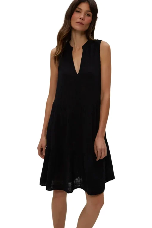 Michael Stars Daisy Gauze Dress in Black